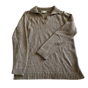 White Stag Women’s Pullover Collard V-neck Brown Sweater Large/XLarge